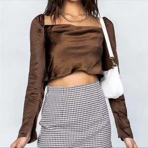 Princess Polly satin cropped long sleeve top